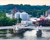 I am working on a book project for the Y-city writers, so this evening Mike and I went to Zanesville to take pictures of the Y-Bridge. There is a stop light in the middle of the bridge so you can turn right or left to continue across the confluence of the Licking and Muskingum Rivers.