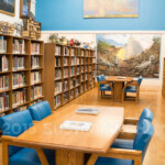 Note the mural on the far wall